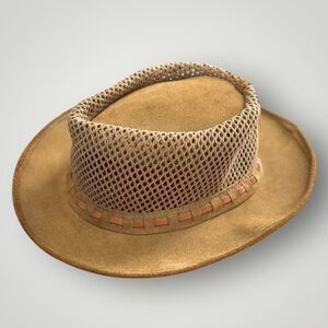Hatterdashery Vintage Camel Genuine Cowhide South Africa Mesh Bush Hat